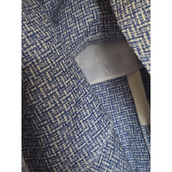 9 & CO Midi Dress Size 6 Blue White Tweed Fit And Flare A Line Cap Sleeve Spring - Picture 11 of 13